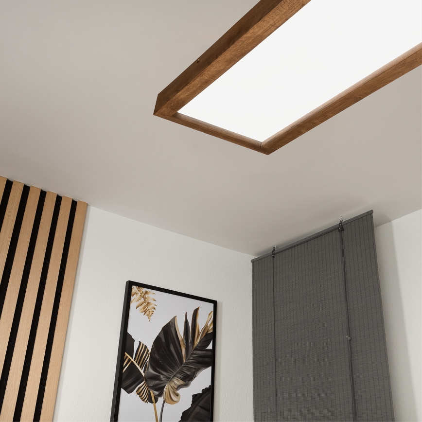 Brilagi - Dimmbare LED-Deckenleuchte für Badezimmer WOODY FRAME LED/50W/230V Eiche Kirsche 120x30 cm 3000-6000K IP44 + Fernbedienung