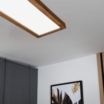 Brilagi - Dimmbare LED-Deckenleuchte für Badezimmer WOODY FRAME LED/50W/230V Eiche Kirsche 120x30 cm 3000-6000K IP44 + Fernbedienung