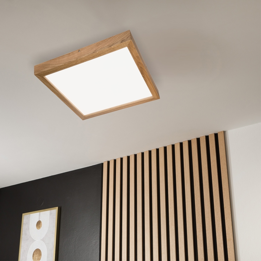 Brilagi - Dimmbare LED-Deckenleuchte für Badezimmer WOODY FRAME LED/50W/230V Eiche 60x60 cm 3000-6000K IP44 + Fernbedienung