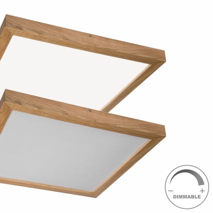 Brilagi - Dimmbare LED-Deckenleuchte für Badezimmer WOODY FRAME LED/50W/230V Eiche 60x60 cm 3000-6000K IP44 + Fernbedienung