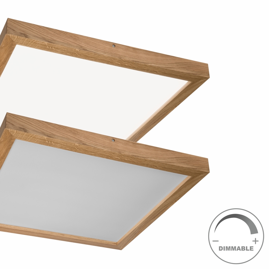 Brilagi - Dimmbare LED-Deckenleuchte für Badezimmer WOODY FRAME LED/50W/230V Eiche 60x60 cm 3000-6000K IP44 + Fernbedienung