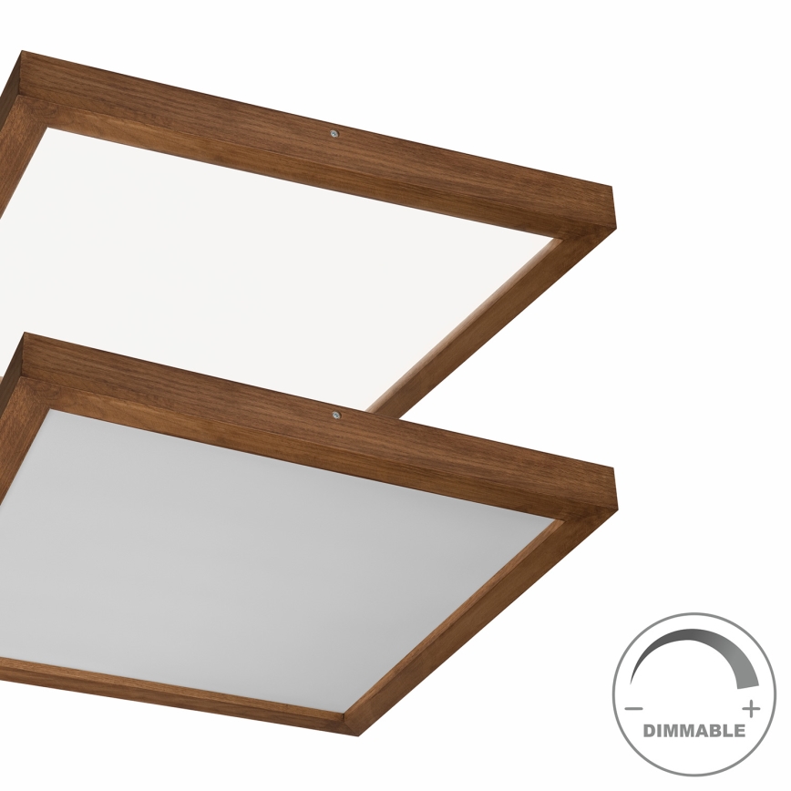 Brilagi - Dimmbare LED-Deckenleuchte für Badezimmer WOODY FRAME LED/50W/230V Eiche Kirsche 60x60 cm 3000-6000K IP44 + Fernbedienung