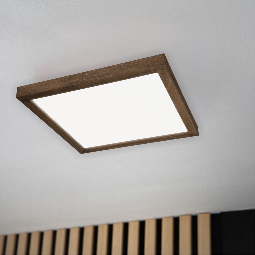 Brilagi - Dimmbare LED-Deckenleuchte für Badezimmer WOODY FRAME LED/50W/230V Eiche 60x60 cm 3000-6000K IP44 + Fernbedienung
