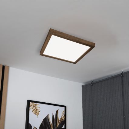 Brilagi - Dimmbare LED-Deckenleuchte für Badezimmer WOODY FRAME LED/50W/230V Eiche 60x60 cm 3000-6000K IP44 + Fernbedienung