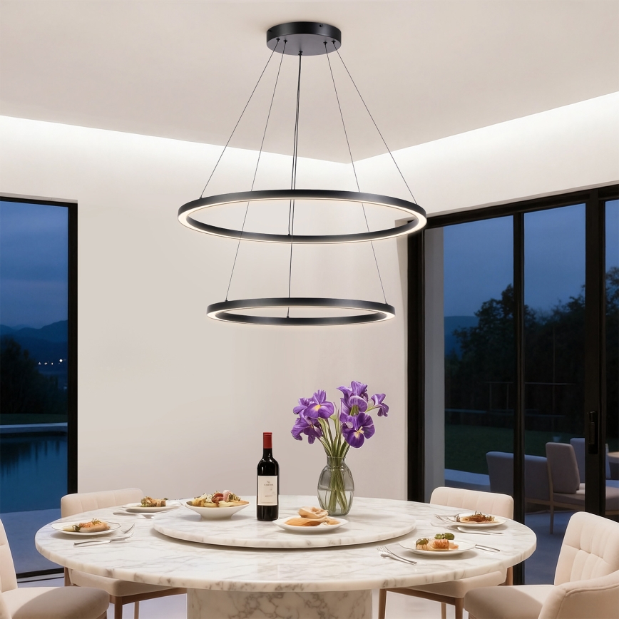 Brilagi - dimmbare LED-Hängeleuchte am Kabel PORTOFINO LED/98W/230V 3000-6000K Ø 80 cm schwarz + Fernbedienung