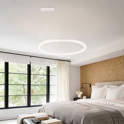 Brilagi - PORTOFINO LED-dimmbare Hängeleuchte an Kabel, LED/60W/230V, 3000–6000K, Ø 80 cm, weiß + Fernbedienung
