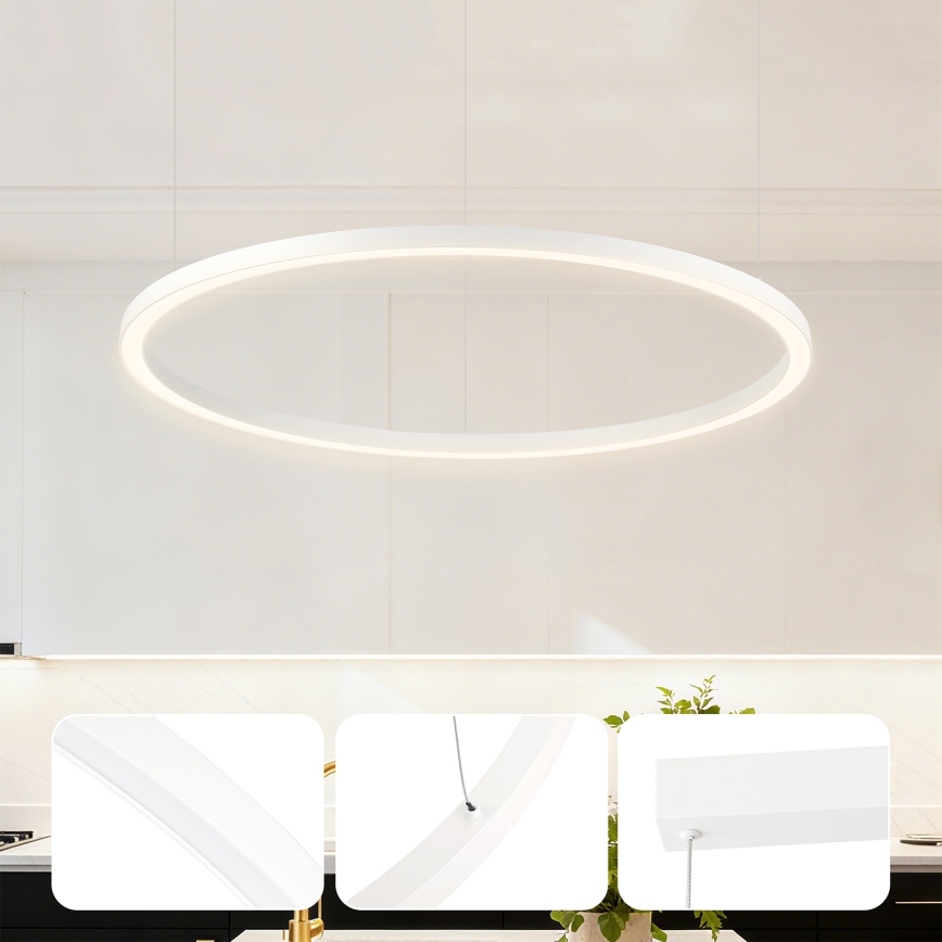 Brilagi - PORTOFINO LED-dimmbare Hängeleuchte an Kabel, LED/60W/230V, 3000–6000K, Ø 80 cm, weiß + Fernbedienung