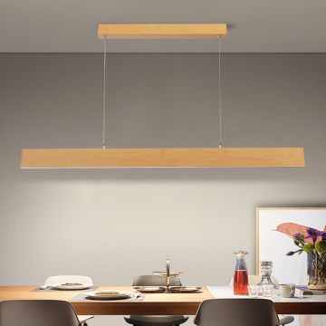 Brilagi - dimmbare LED-Pendelleuchte an Stahlseil SLIMLINE LED/40W/230V 3000–6000K Eichendekor + Fernbedienung