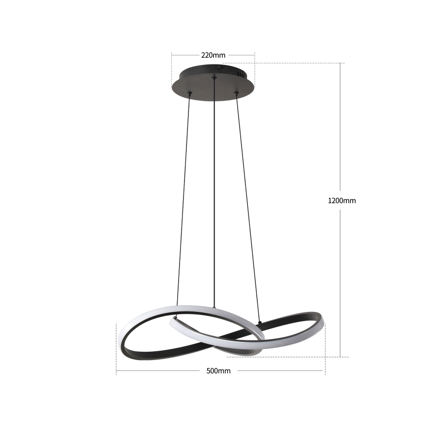 Brilagi - LED-dimmbare Pendelleuchte an Stahlseil INFINITY LED/55W/230V 3000–6000K 50×50 cm schwarz + Fernbedienung
