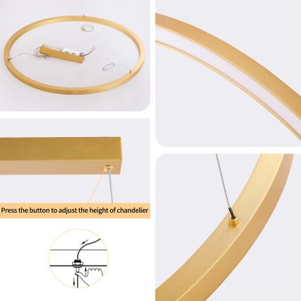 BRILAGI - Dimmbare LED-Pendelleuchte an Kabel PORTOFINO LED/60W/230V 3000-6000K Ø 80 cm goldfarben + Fernbedienung