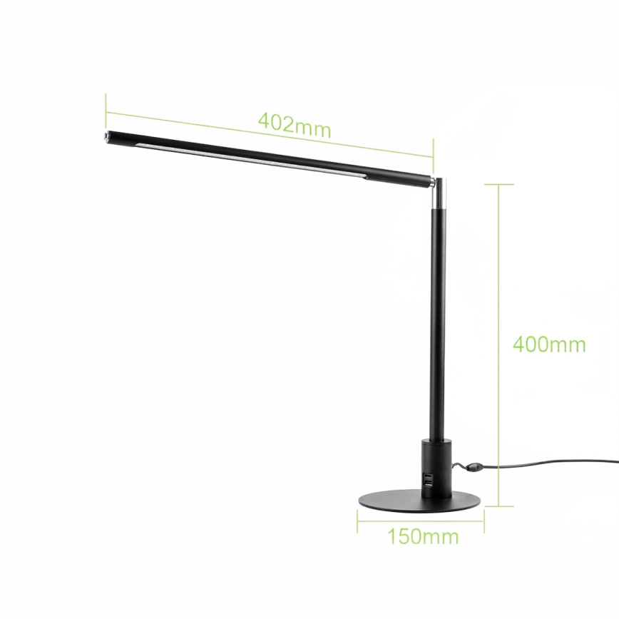 BRILAGI - dimmbare LED-Tischlampe mit USB-Anschlüssen VARIO LED/7W/230V 3000-6500K CRI 96 schwarz