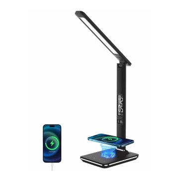 Brilagi - Dimmbare LED-Tischleuchte mit kabelloser QI-Ladefunktion und USB REGINA LED/8,5W/230V schwarz
