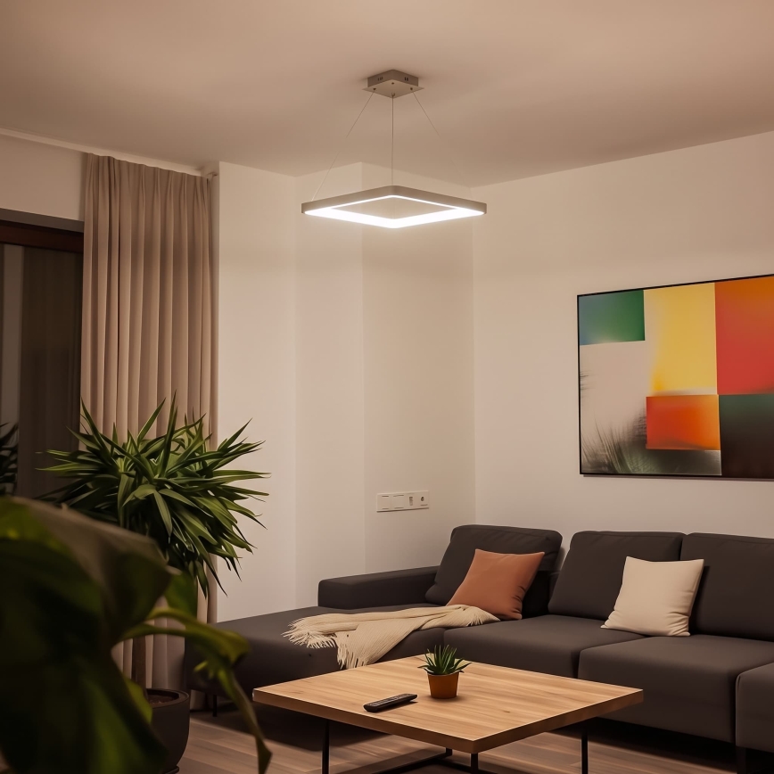 BRILAGI - LED-dimmbare Pendelleuchte mit Seilaufhängung FALCON SLIM LED/50W/230V 3000-6500K 50x50 cm beige + Fernbedienung