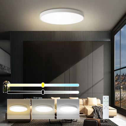 Brilagi - Dimmbare LED-Deckenleuchte POOL SMART LED/100W/230V 3000–6000K Ø 80 cm Wi‑Fi Tuya weiß + Fernbedienung