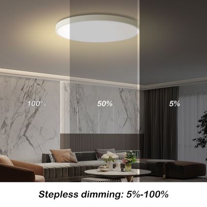 Brilagi - Dimmbare LED-Deckenleuchte POOL SMART LED/100W/230V 3000–6000K Ø 80 cm Wi‑Fi Tuya weiß + Fernbedienung