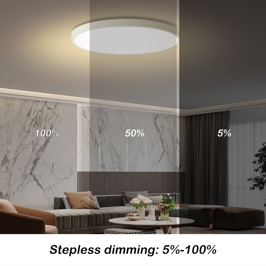 Brilagi - Dimmbare LED-Deckenleuchte POOL SMART LED/100W/230V 3000–6000K Ø 80 cm Wi‑Fi Tuya weiß + Fernbedienung