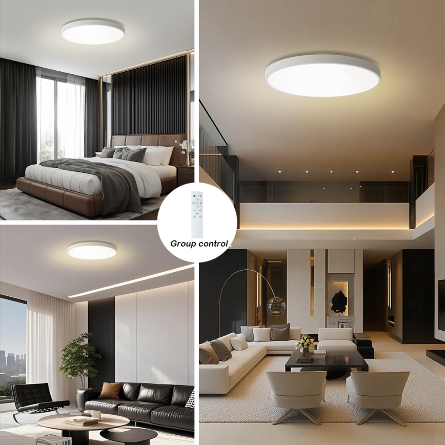 Brilagi - Dimmbare LED-Deckenleuchte POOL SMART LED/100W/230V 3000–6000K Ø 80 cm Wi‑Fi Tuya weiß + Fernbedienung