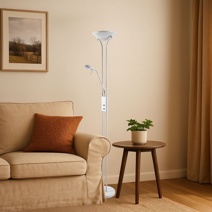 Brilagi - Dimmbare Stehleuchte SCARLETT 1xR7s/230W/230V + 1xG9/40W weiß