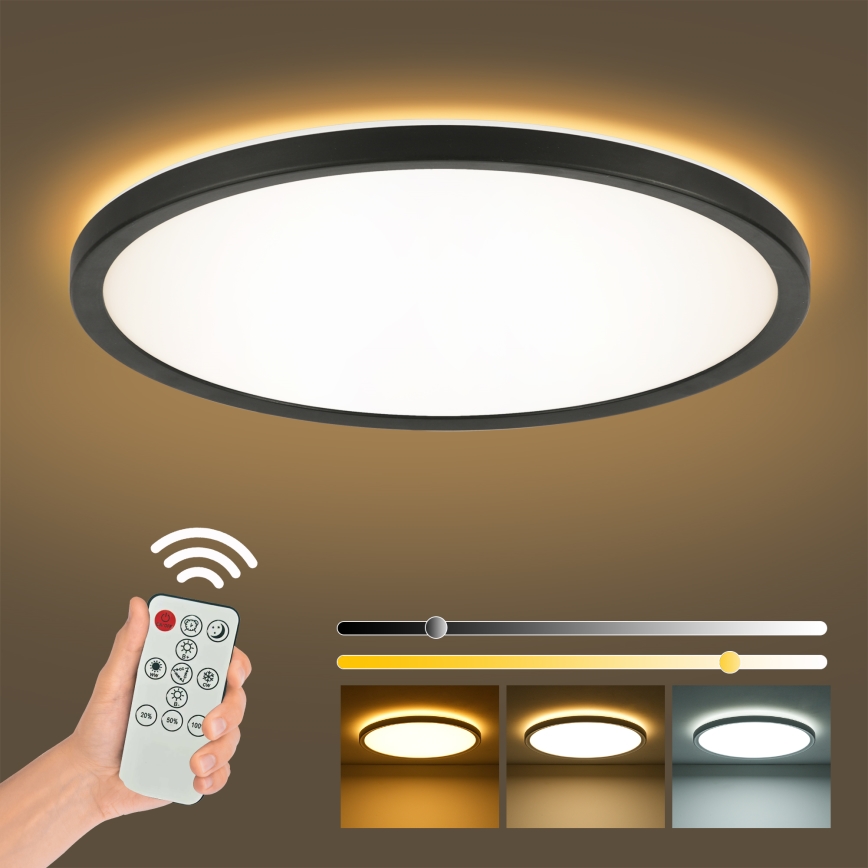 Brilagi - Dimmbare LED-Deckenleuchte ULTRA SLIM LED/24W/230V 2700-6500K Durchmesser 42 cm schwarz + Fernbedienung