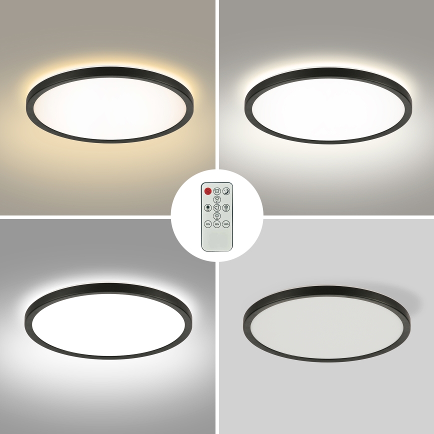 Brilagi - Dimmbare LED-Deckenleuchte ULTRA SLIM LED/24W/230V 2700-6500K Durchmesser 42 cm schwarz + Fernbedienung