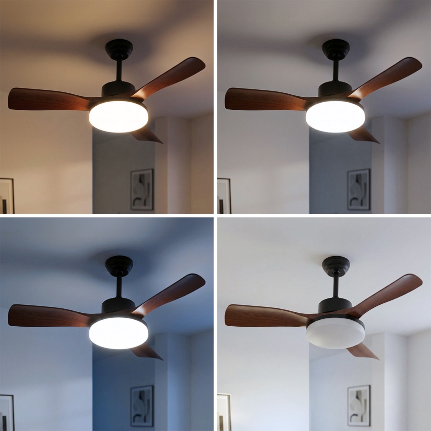 Brilagi - LED dimmbarer Deckenventilator LED/34W/230V 106 cm schwarz/braun + Fernbedienung