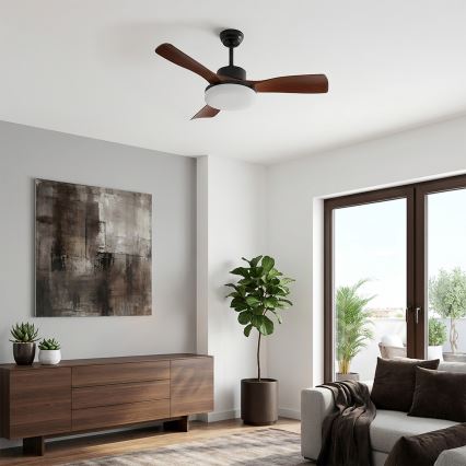 Brilagi - LED dimmbarer Deckenventilator LED/34W/230V 106 cm schwarz/braun + Fernbedienung