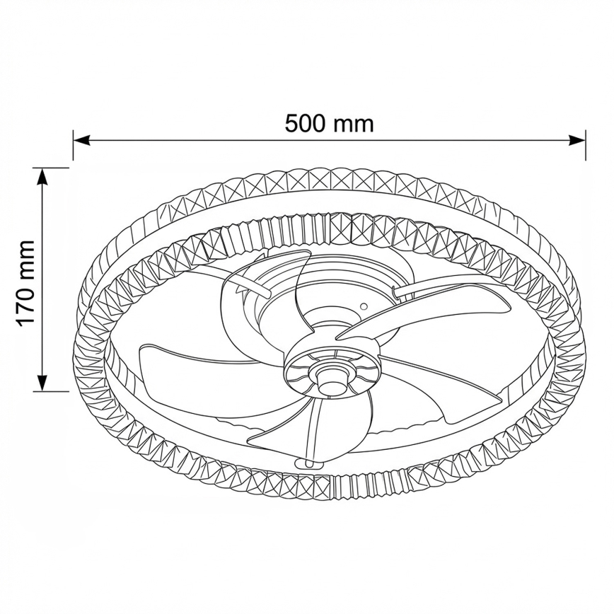 Brilagi - Dimmbarer LED-Deckenventilator 62W/230V Ø 50 cm schwarz + Fernbedienung
