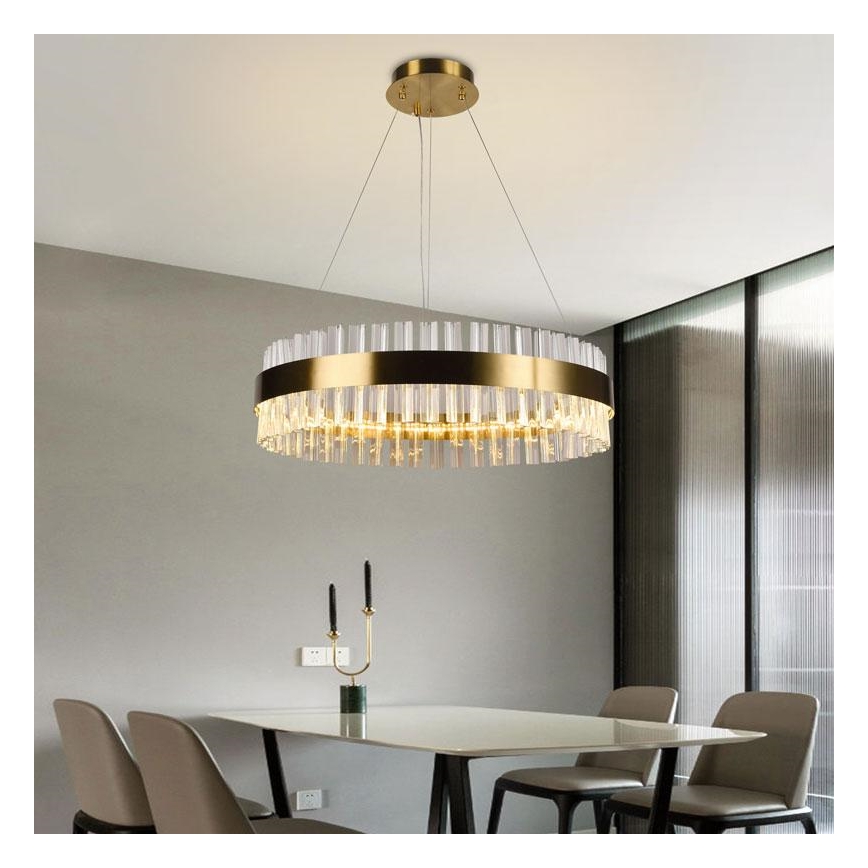 Brilagi - Dimmbarer LED-Kristall-Kronleuchter an Aufhängung HALO LED/40W/230V + Fernbedienung