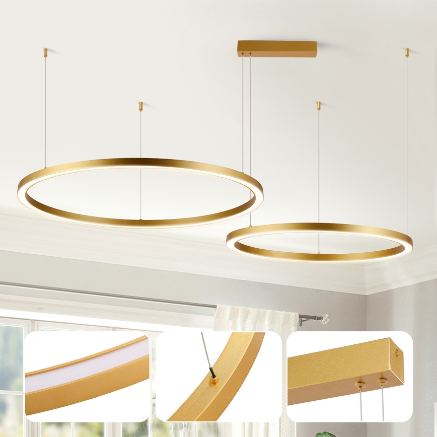 Brilagi - PORTOFINO LED dimmbare Hängeleuchte mit Seilaufhängung LED/98W/230V 3000-6000K goldfarben + Fernbedienung
