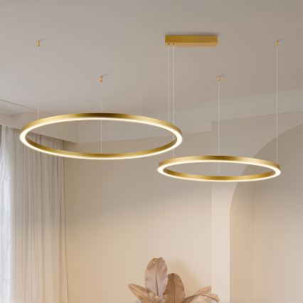 Brilagi - PORTOFINO LED dimmbare Hängeleuchte mit Seilaufhängung LED/98W/230V 3000-6000K goldfarben + Fernbedienung
