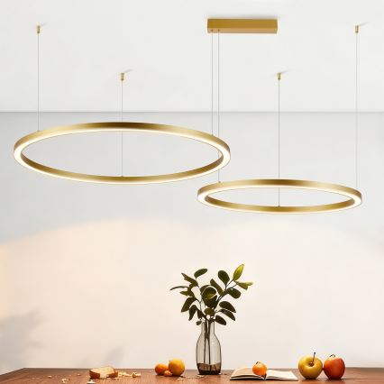 Brilagi - PORTOFINO LED dimmbare Hängeleuchte mit Seilaufhängung LED/98W/230V 3000-6000K goldfarben + Fernbedienung
