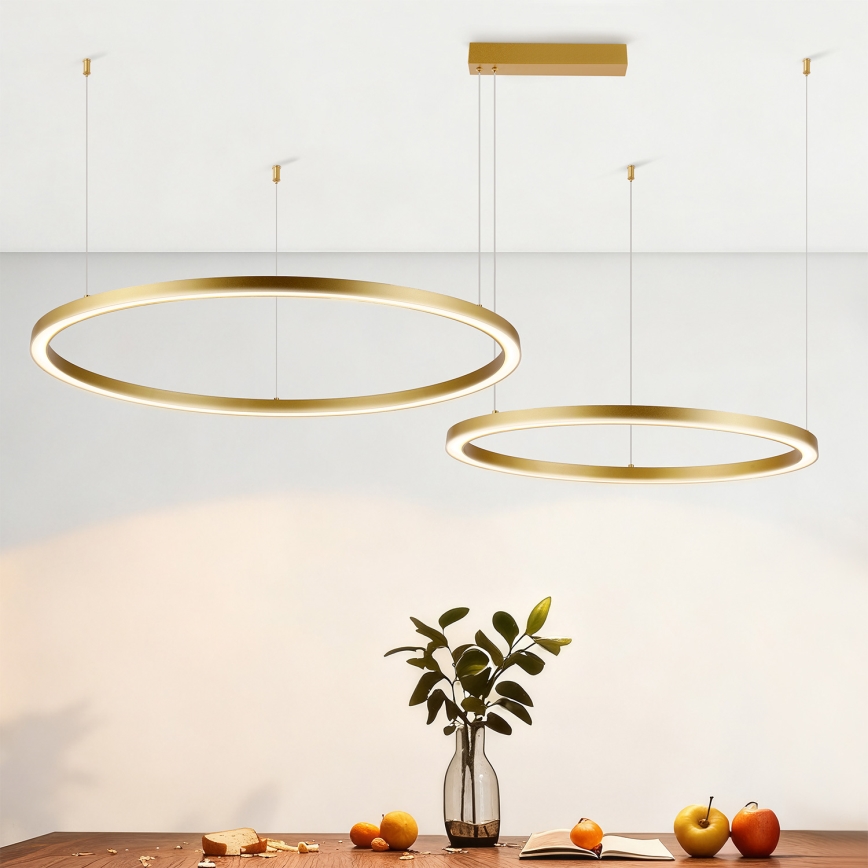 Brilagi - PORTOFINO LED dimmbare Hängeleuchte mit Seilaufhängung LED/98W/230V 3000-6000K goldfarben + Fernbedienung