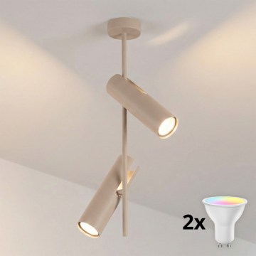 Brilagi - dimmbarer LED RGBW-Deckenleuchter an Stange BRANCH 2xGU10/6,5W/230V 2700-6500K beige