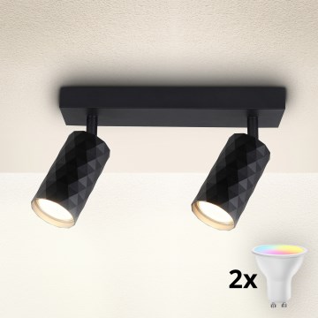 Brilagi - dimmbarer LED RGBW-Einbaustrahler SELE DIAMANT 2xGU10/6,5W/230V 2700-6500K Wi-Fi schwarz