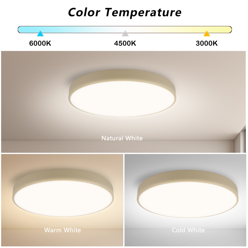 Brilagi - Dimmbare LED-Deckenleuchte POOL SMART LED/48W/230V 3000-6000K Ø 40 cm Wi-Fi Tuya beige + Fernbedienung
