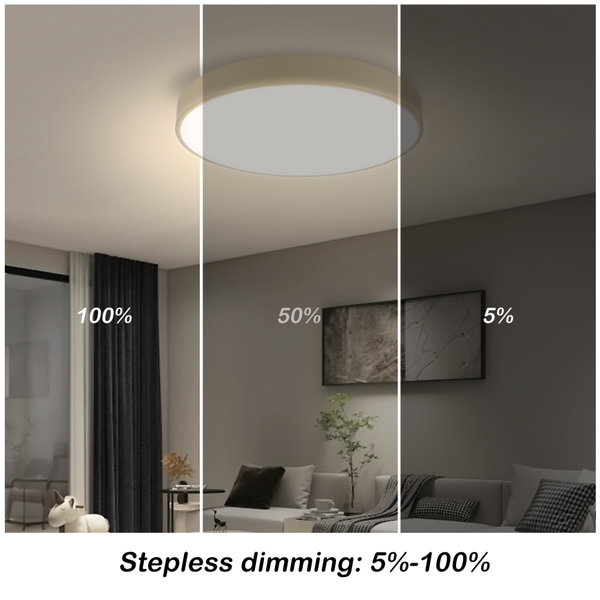 Brilagi - Dimmbare LED-Deckenleuchte POOL SMART LED/48W/230V 3000-6000K Ø 40 cm Wi-Fi Tuya beige + Fernbedienung