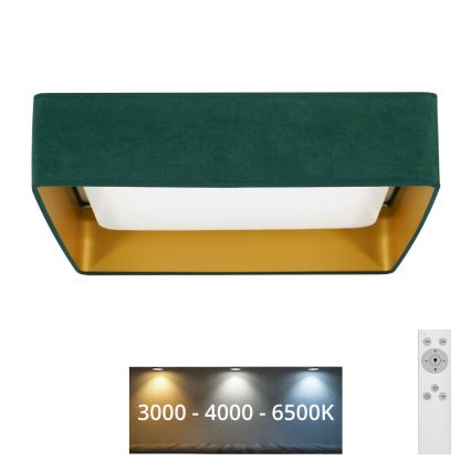 Brilagi - Dimmbare LED-Deckenleuchte VELVET SQUARE LED/24W/230V 3000/4000/6500K + Fernbedienung grün