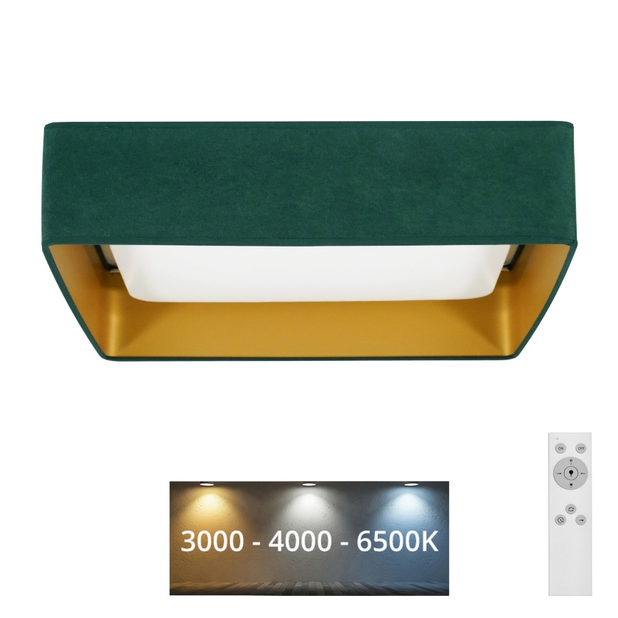 Brilagi - Dimmbare LED-Deckenleuchte VELVET SQUARE LED/24W/230V 3000/4000/6500K + Fernbedienung grün