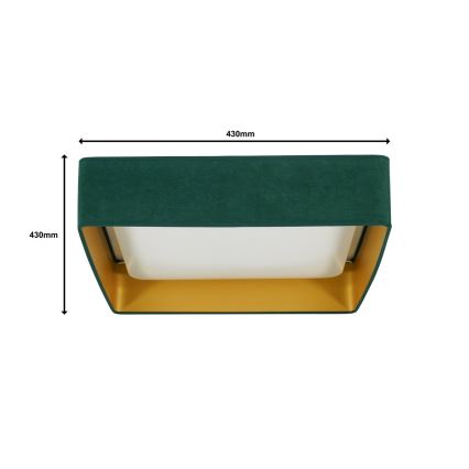 Brilagi - Dimmbare LED-Deckenleuchte VELVET SQUARE LED/24W/230V 3000/4000/6500K + Fernbedienung grün