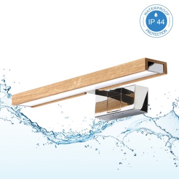 Brilagi - Éclairage 3 en 1 pour miroir de salle de bains WOODY MIRROR LED/8W/230V 40 cm IP44 chrome brillant/chêne