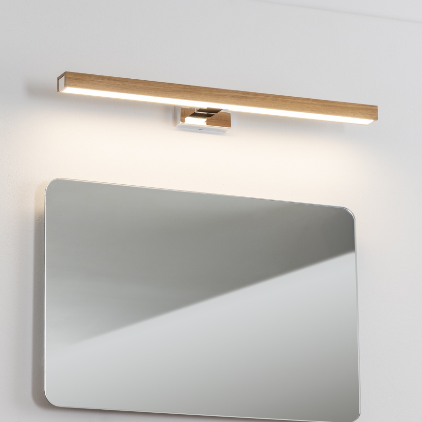 Brilagi - Éclairage de miroir salle de bain WOODY MIRROR LED/12W/230V 60 cm IP44 chêne/chrome brillant
