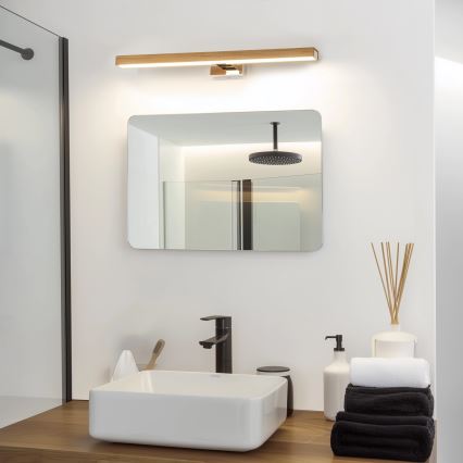 Brilagi - Éclairage de miroir salle de bain WOODY MIRROR LED/12W/230V 60 cm IP44 chêne/chrome brillant