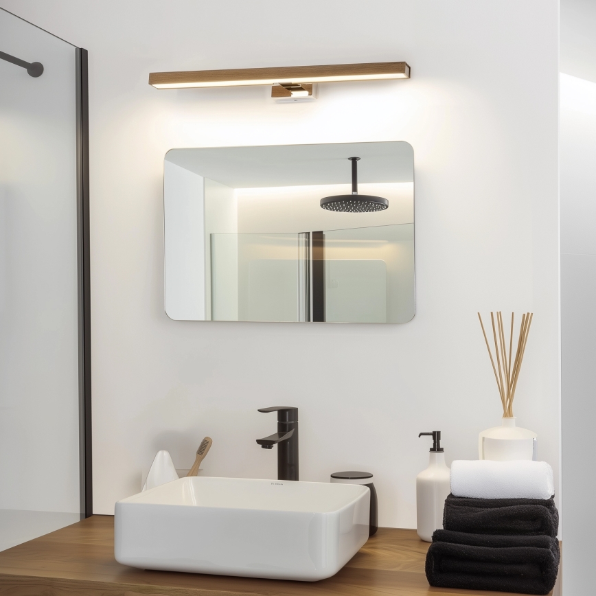 Brilagi - Éclairage de miroir salle de bain WOODY MIRROR LED/12W/230V 60 cm IP44 chêne noyer/chrome brillant