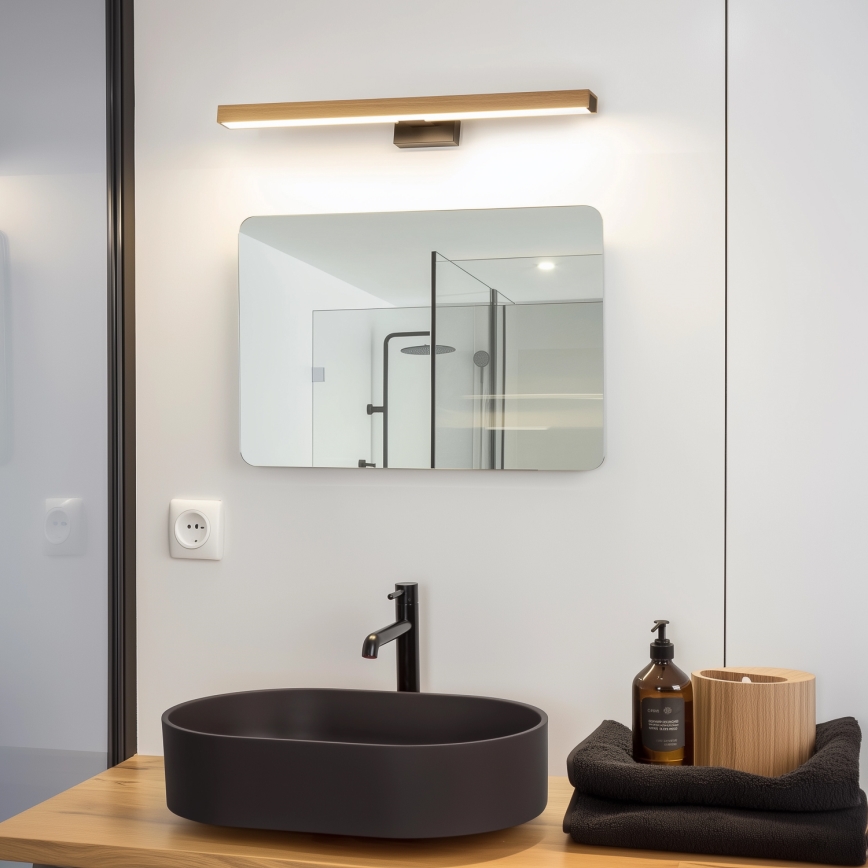 Brilagi - Éclairage de miroir salle de bain WOODY MIRROR LED/12W/230V 60 cm IP44 chêne/noir