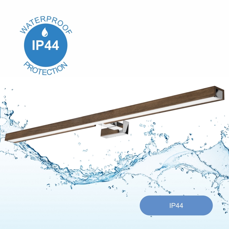 Brilagi - Éclairage de miroir salle de bain WOODY MIRROR LED/15W/230V 90 cm IP44 chêne noyer/chrome brillant