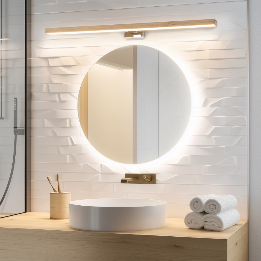 Brilagi - Éclairage de miroir salle de bain WOODY MIRROR LED/15W/230V 90 cm IP44 chêne/blanc