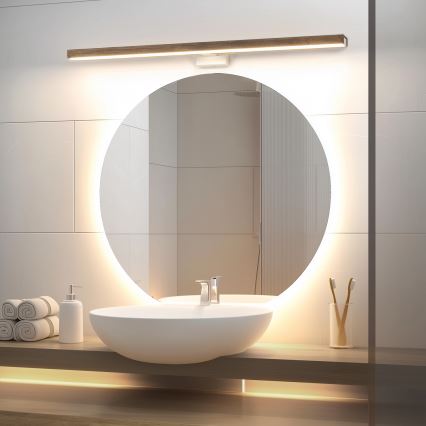 Brilagi - Éclairage de miroir salle de bain WOODY MIRROR LED/15W/230V 90 cm IP44 chêne noyer/blanc
