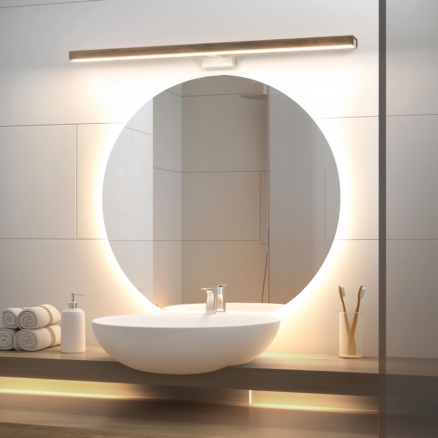 Brilagi - Éclairage de miroir salle de bain WOODY MIRROR LED/15W/230V 90 cm IP44 chêne noyer/blanc
