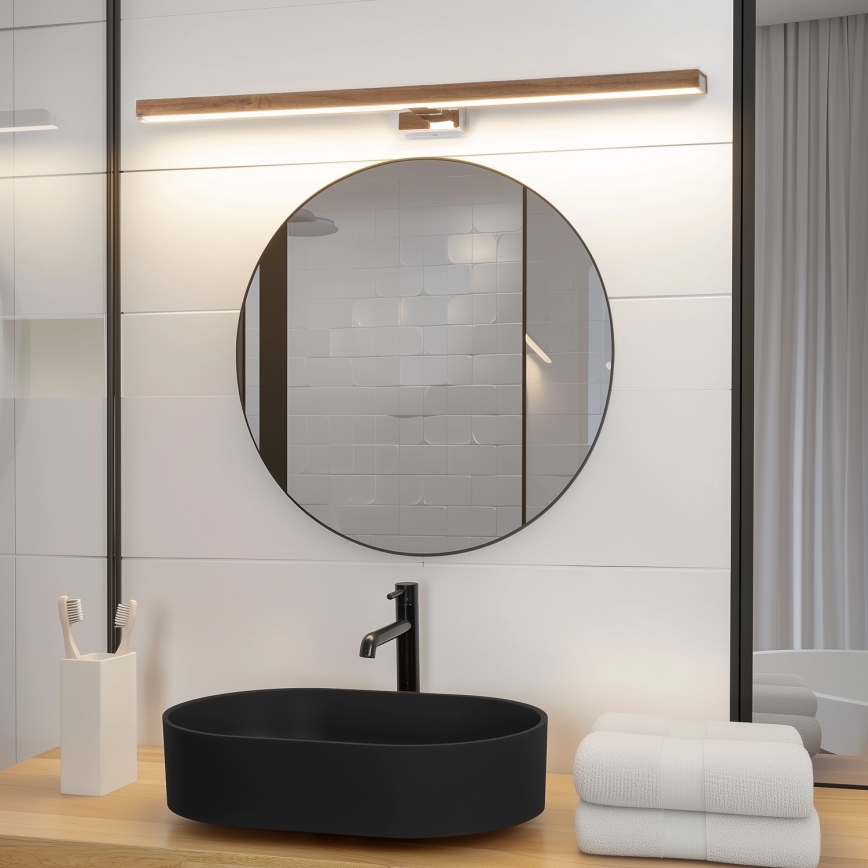 Brilagi - Éclairage de miroir salle de bain WOODY MIRROR LED/15W/230V 90 cm IP44 chêne noyer/chrome brillant