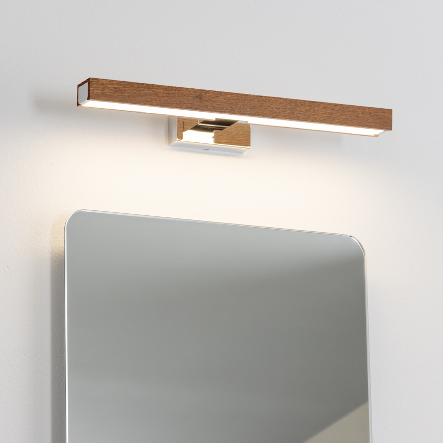 Brilagi - Éclairage de miroir salle de bain WOODY MIRROR LED/8W/230V 40 cm IP44 chêne cerise/chrome brillant